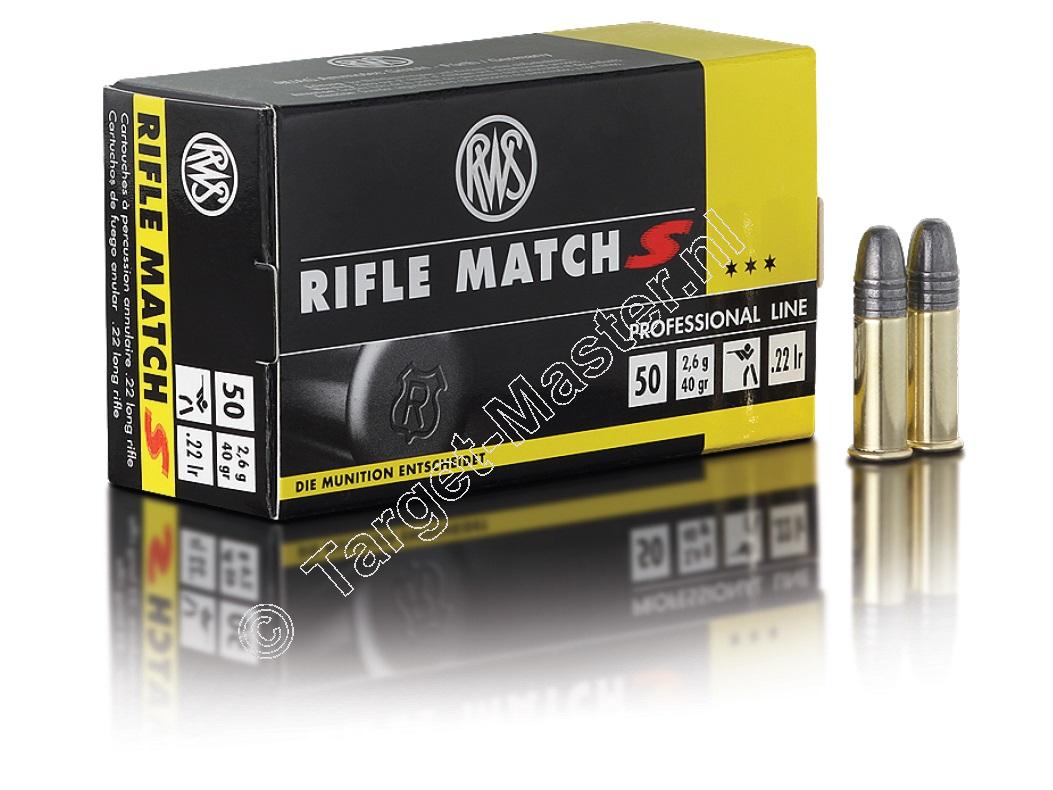 RWS Professional Line RIFLE MATCH S Ammunition .22 Long Rifle 40 grain Lead Round Nose box of 50